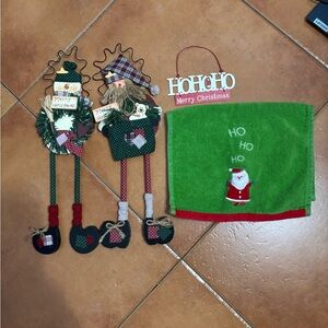 Christmas decor 2 wood characters super cute ho ho ho ornament little Xmas towel
